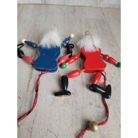 Pull string Nutcracker Santa Claus vintage ornament Xmas set - Picture 11 of 13
